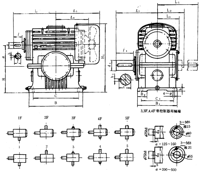 蝸輪減速器外形、安裝尺寸