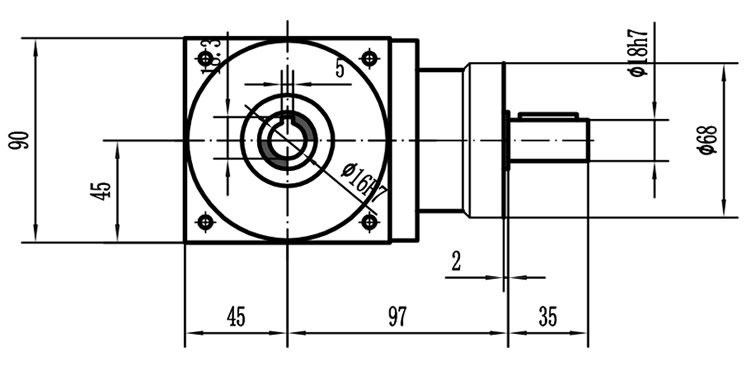 HDA09系列換向器：HDA09-2：1-E外形安裝尺寸圖2